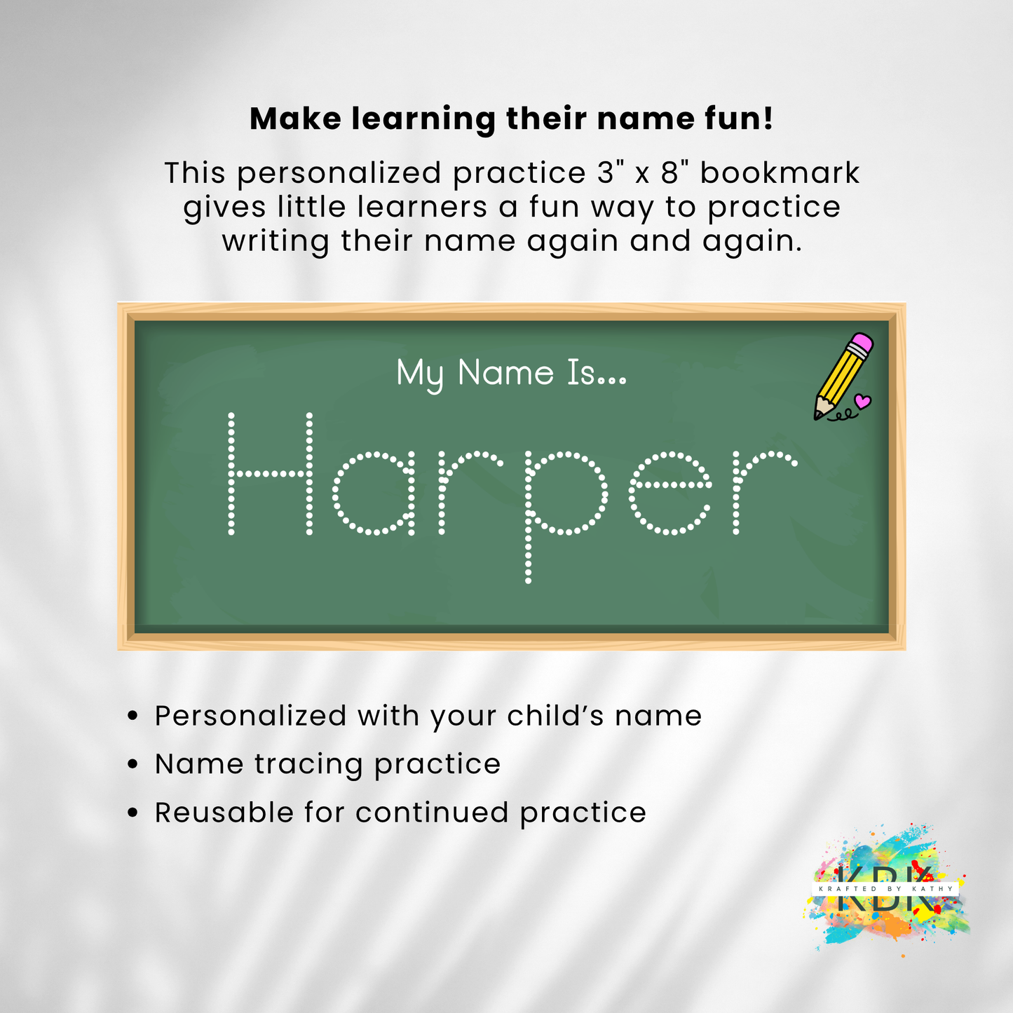 Personalized Name Practice Bookmark