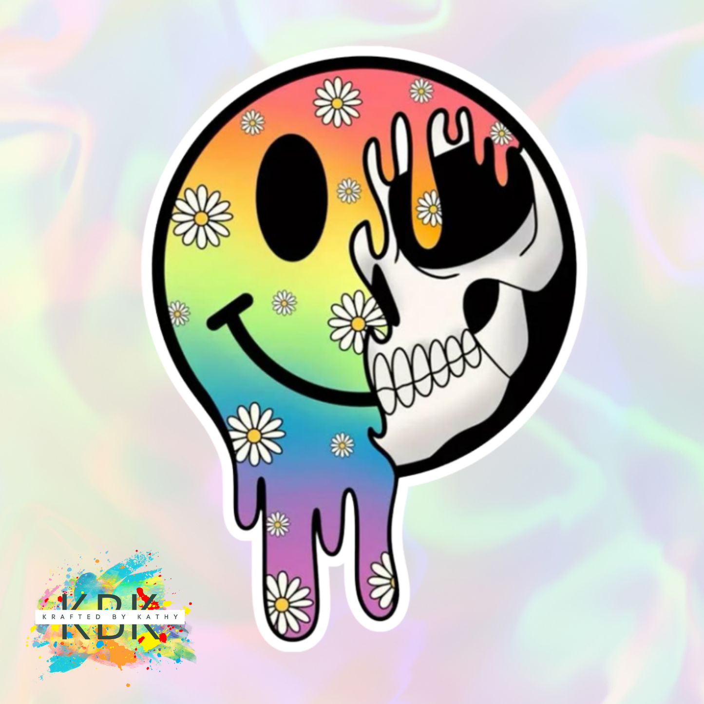 Skeleton Smiley Face Sticker