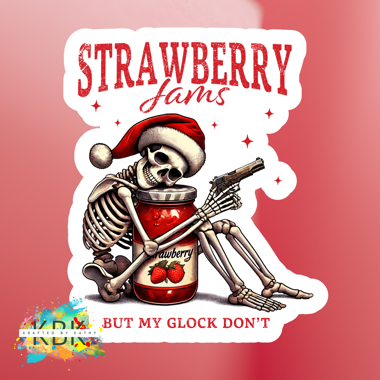 Strawberry Jams Skeleton Christmas Sticker