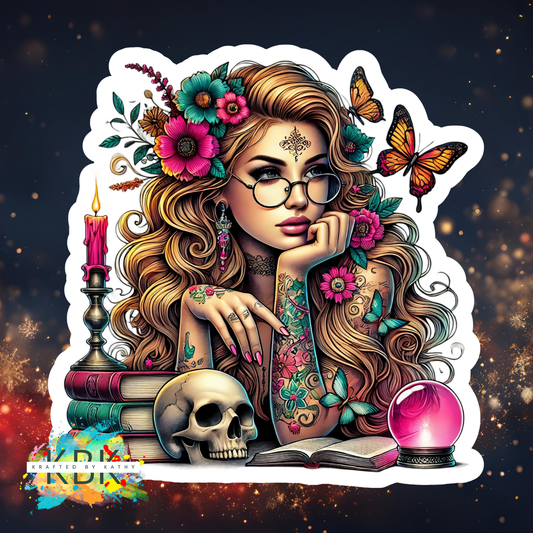 Books and Butterflies Boho Goddess Sticker