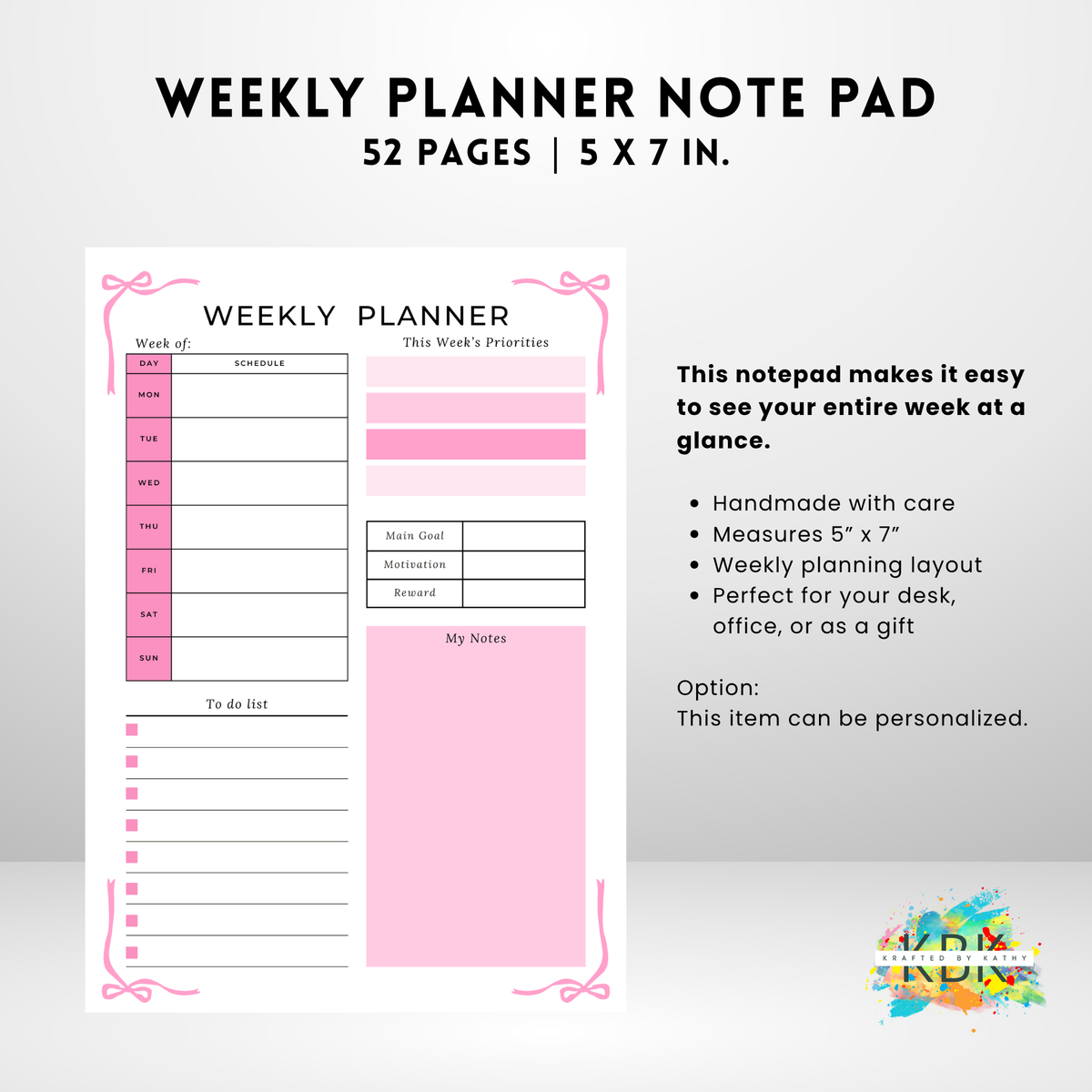 Weekly Planner Notepad